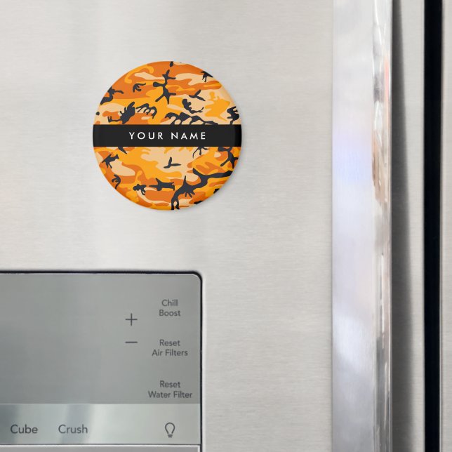 Orange Camouflage Ditt namn anpassar Magnet (In Situ (Fridge))