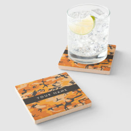 Orange Camouflage Ditt namn anpassar Stenunderlägg