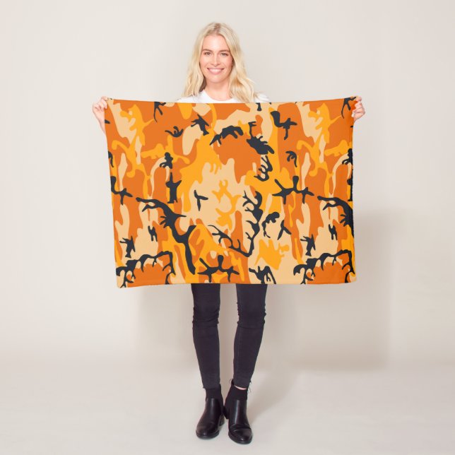 Orange Camouflage, militär, armé Fleecefilt (På plats)