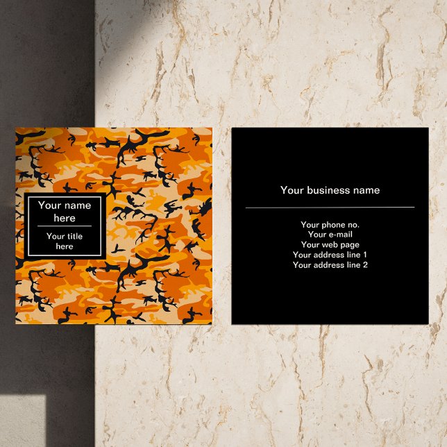Orange Camouflage, militär, armé Fyrkantigt Visitkort (Skapare uppladdad)