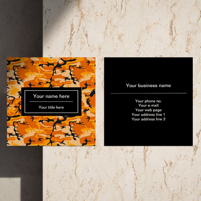 Orange Camouflage, militär, armé Fyrkantigt Visitkort (Skapare uppladdad)
