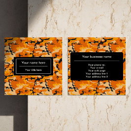 Orange Camouflage, militär, armé Fyrkantigt Visitkort