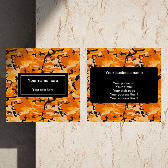 Orange Camouflage, militär, armé Fyrkantigt Visitkort (Skapare uppladdad)