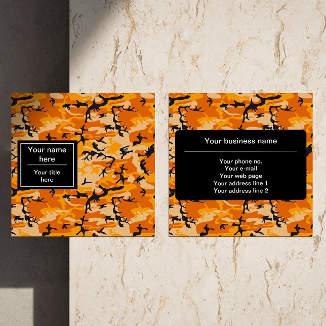 Orange Camouflage, militär, armé Fyrkantigt Visitkort (Skapare uppladdad)