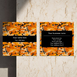 Orange Camouflage, militär, armé Fyrkantigt Visitkort