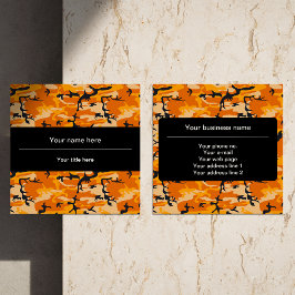 Orange Camouflage, militär, armé Fyrkantigt Visitkort