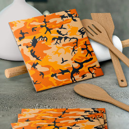 Orange Camouflage, militär, armé Kakelplatta