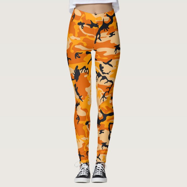 Orange Camouflage, militär, armé Leggings (Framsida)