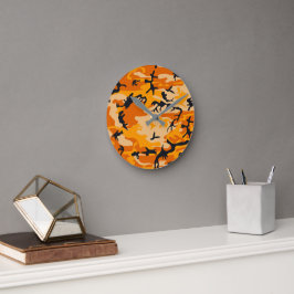 Orange Camouflage, militär, armé Rund Klocka