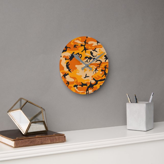 Orange Camouflage, militär, armé Rund Klocka (Kontor)