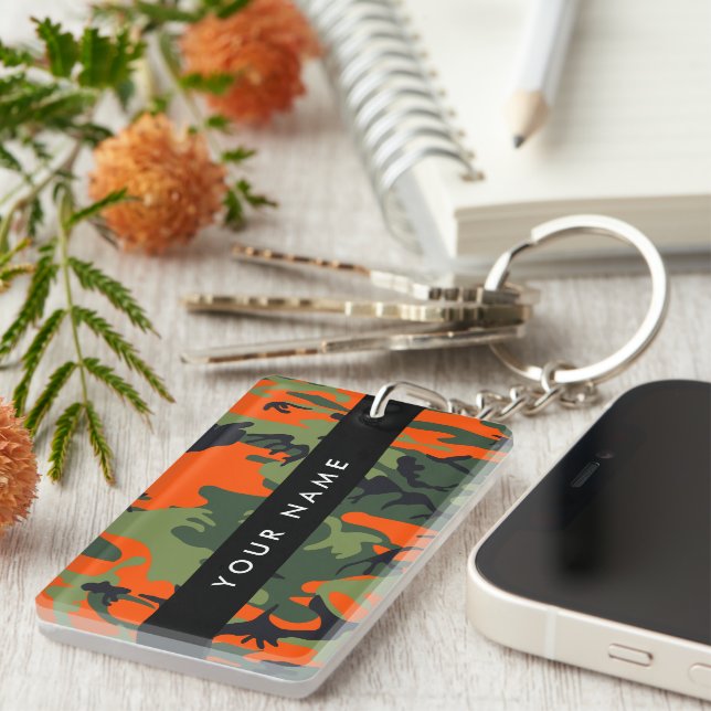Orange Camouflage Mönster, ditt namn, anpassa (Högra Framsidan)