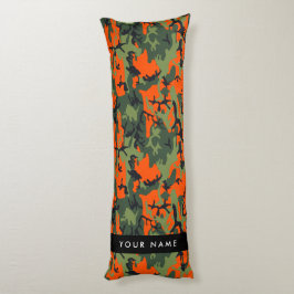 Orange Camouflage Mönster, ditt namn, anpassa Kroppskudde