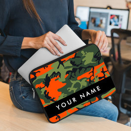 Orange Camouflage Mönster, ditt namn, anpassa Laptop Fodral