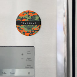 Orange Camouflage Mönster, ditt namn, anpassa Magnet