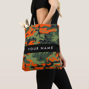 Orange Camouflage Mönster, ditt namn, anpassa Tygkasse