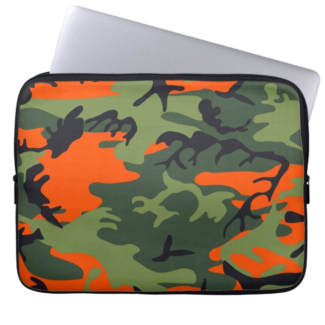 Orange Camouflage Mönster Laptop Sleeve (Framsidan)