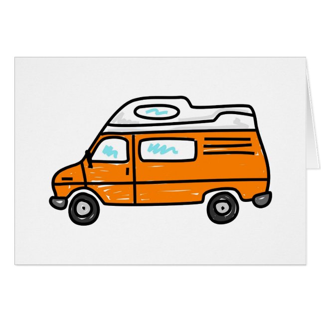 Orange Campervan Hälsningskort (Framsidan Horizontal)