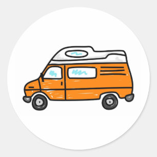 Orange Campervan Runt Klistermärke