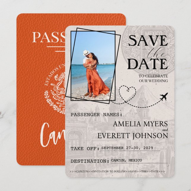 Orange Cancun Passport Spara datum Datumet (Fram/baksida)