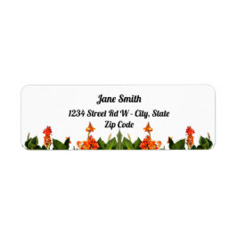 Orange Canna Lilies and Löv Returadress Etikett