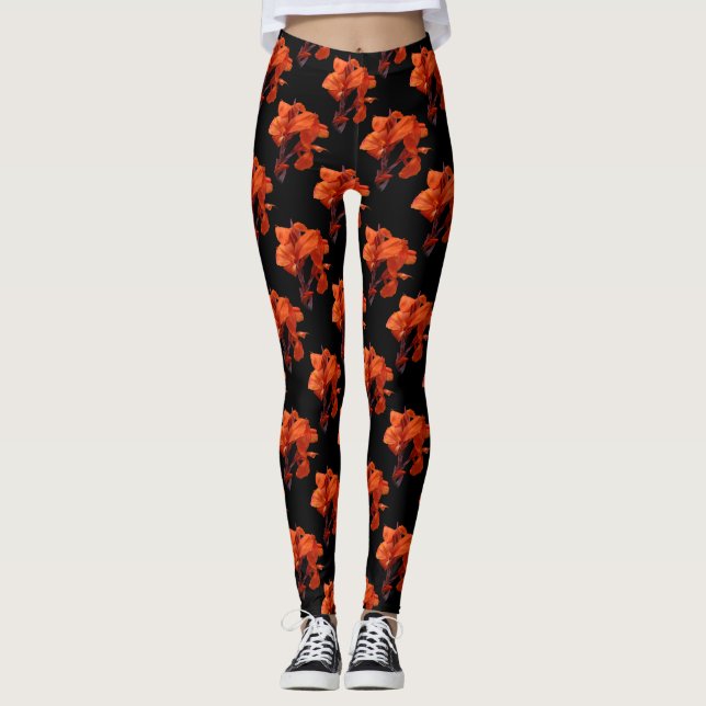 Orange Canna Lilies Leggings (Framsida)
