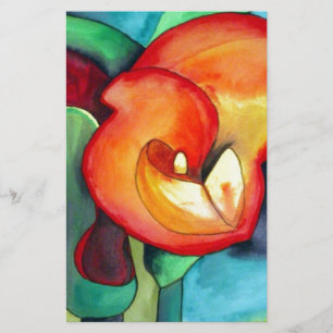 Orange Canna lily-blomman, originalvattenfärgskons