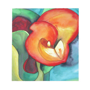 Orange Canna lily-blomman, originalvattenfärgskons Anteckningsblock