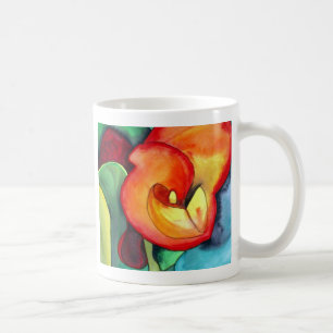 Orange Canna lily-blomman, originalvattenfärgskons Kaffemugg