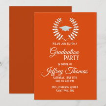 Orange Cap & Lövs Grad-inbjudan 5 tum x 7 tum