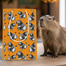 Orange Capybara Rockstar