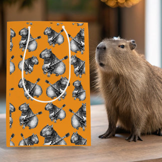 Orange Capybara Rockstar