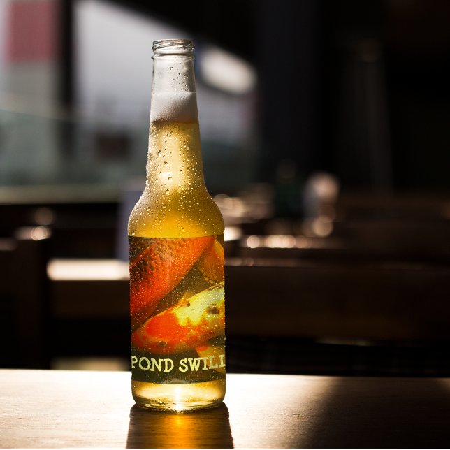 Orange Carp Pond Swill Ölflaska Etikett (In Situ)