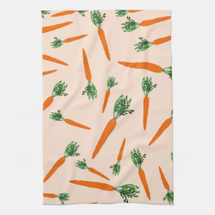 Orange Carrot Mönster Kökshandduk