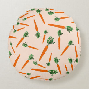 Orange Carrot Mönster Rund Kudde