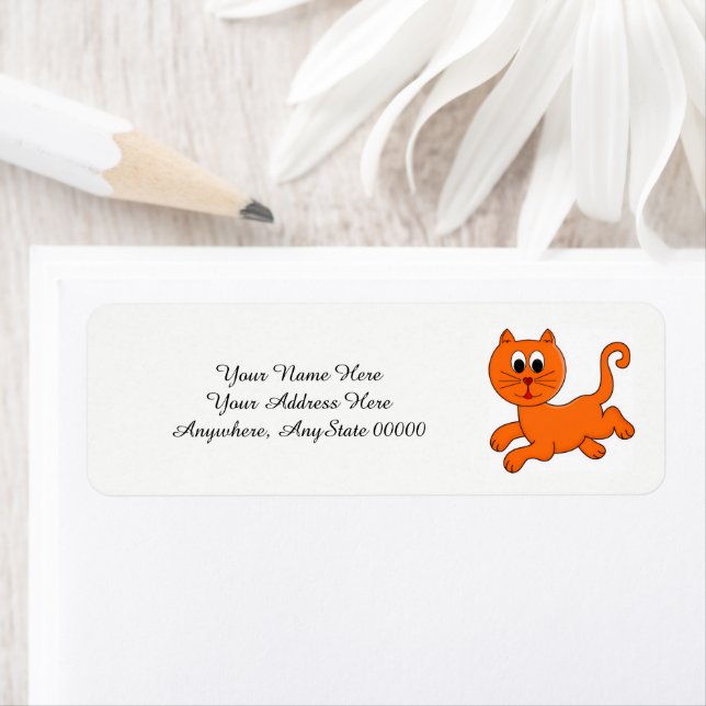 Orange Cat Address Labels Returadress Etikett (Insitu)