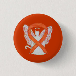 Orange Cat Angel Awareness Ribbon Anpassningsbar A Knapp