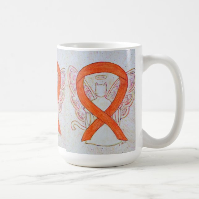 Orange Cat Awareness Ribbon Angel Art Mugg (Höger)