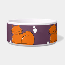 Orange Cat Ceramic Pet Bowl