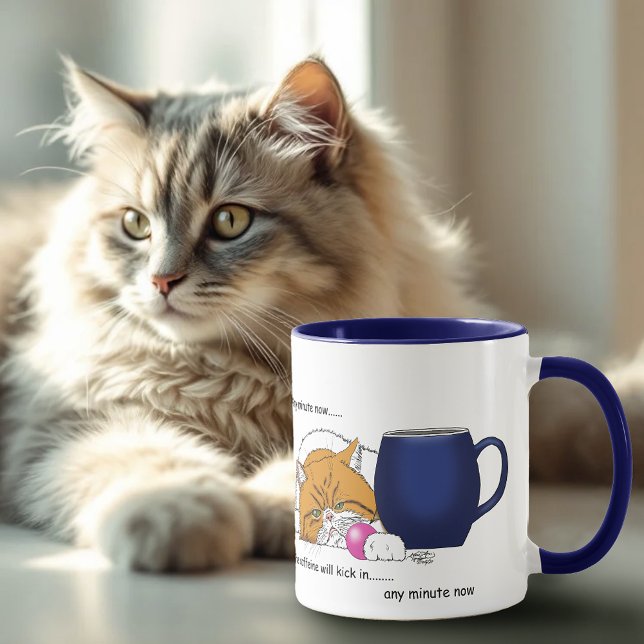 Orange Cat Coffee Mugg Blue (Skapare uppladdad)