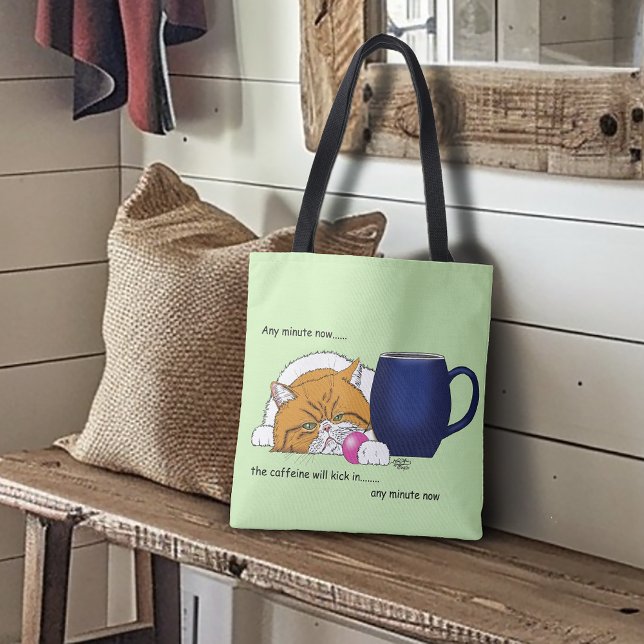 Orange Cat Coffee Mugg Blue Tygkasse (Skapare uppladdad)