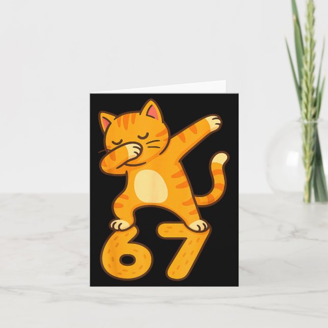 Orange Cat Dabbing Funny 67 Six Seven Meme  Kort (Framsida)