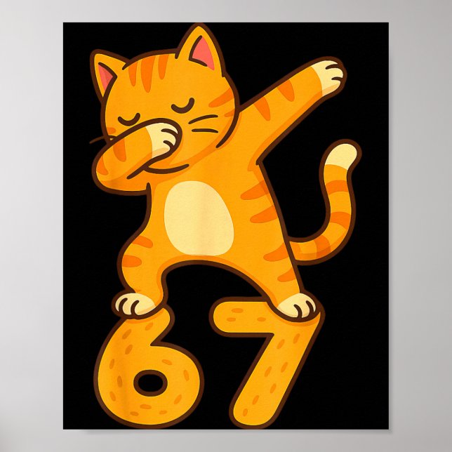 Orange Cat Dabbing Funny 67 Six Seven Meme  Poster (Framsidan)