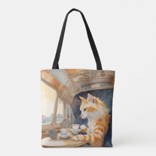 Orange Cat Drinking Tea Tygkasse