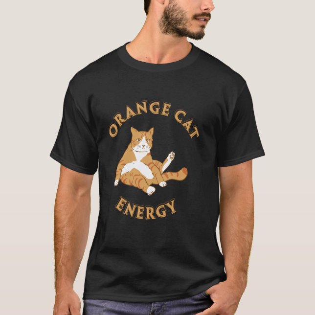 Orange Cat Energy Apparel T Shirt (Framsida)