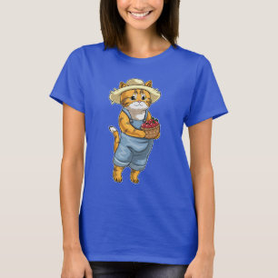 Orange Cat Farmer Tomato T Shirt