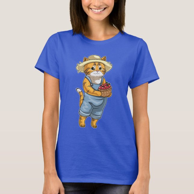 Orange Cat Farmer Tomato T Shirt (Framsida)