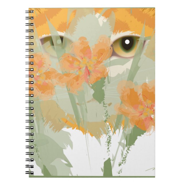 Orange Cat Foliage Peeper Anteckningsbok (Framsidan)