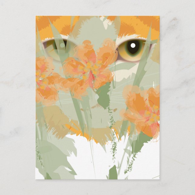 Orange Cat Foliage Peeper Vykort (Framsida)
