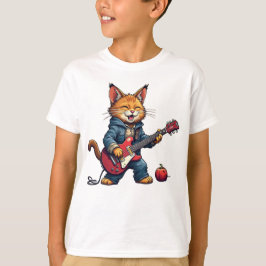 Orange Cat Guitar Player T Shirt