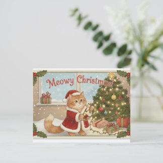 Orange Cat Holiday Postcard Helg Vykort